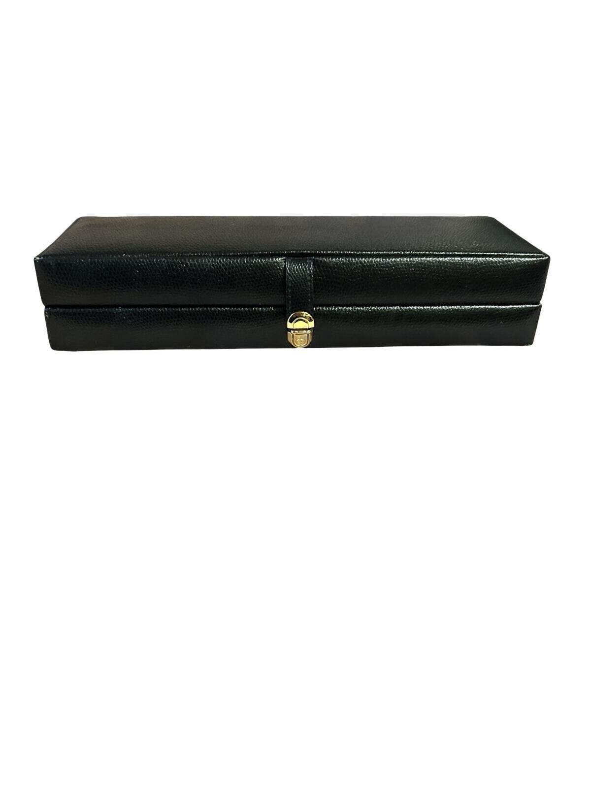 Vintage Wolf Designs Black Faux Leather Jewelry Box Travel Case